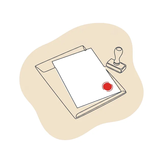 Porte-document et feuille tamponnée
